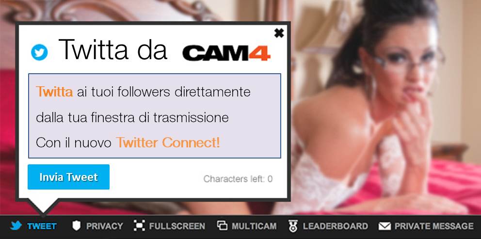 La nuova funzione “Connetti a Twitter”: più Tweet, più Show, più Sexy!