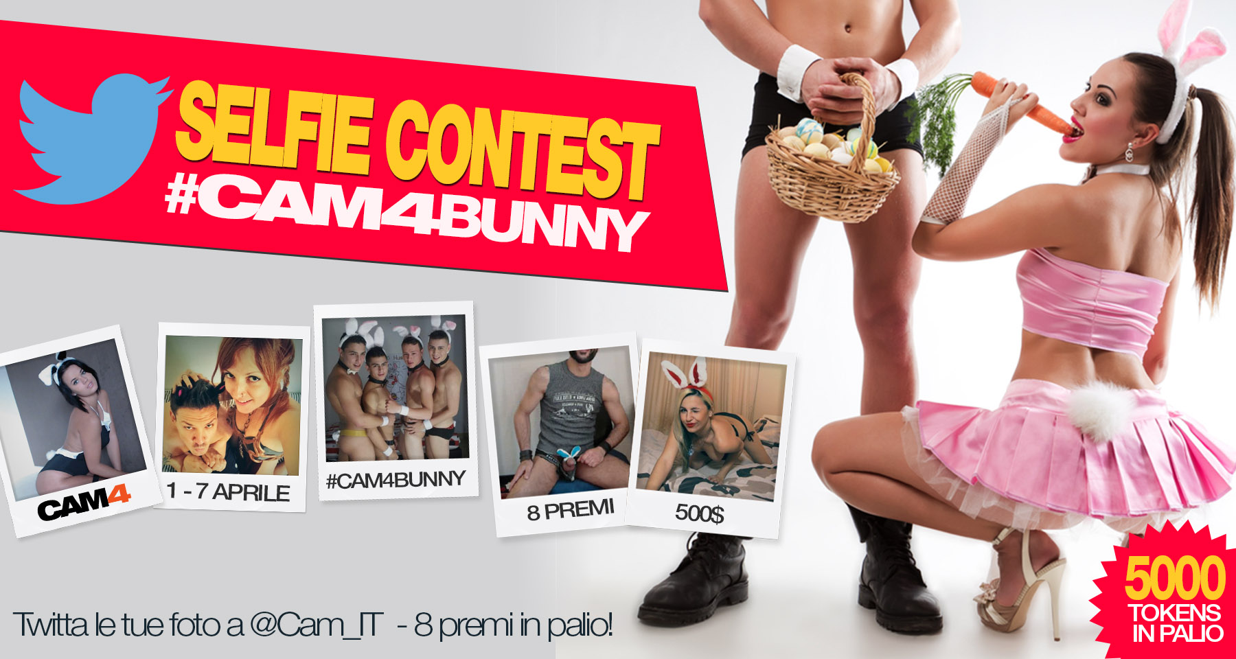 #CAM4Bunny Selfie Contest – 8 premi e 5000 tokens in palio!