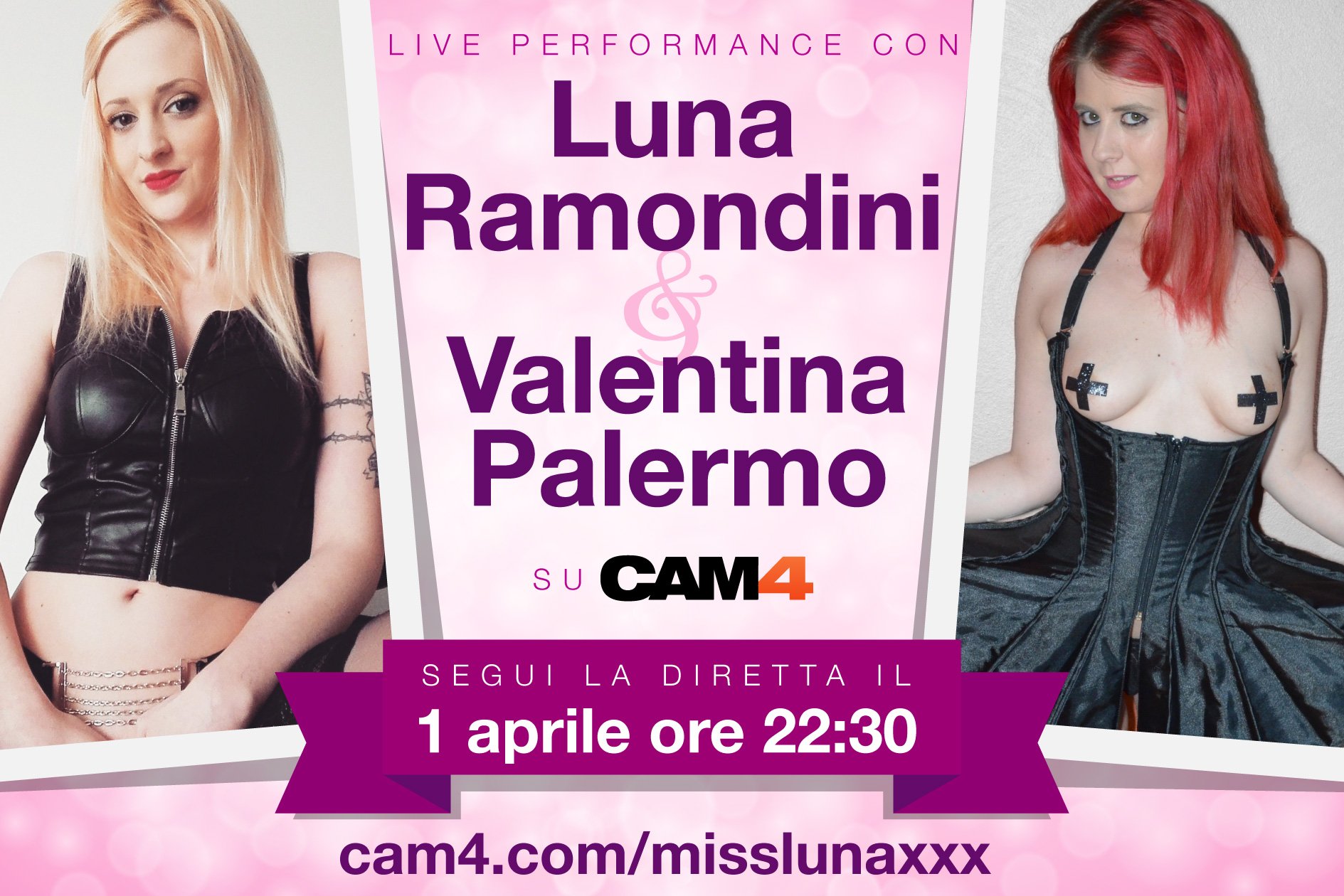 Luna Ramondini & Valentina Palermo Special Show – 1 Aprile in cam live su CAM4!