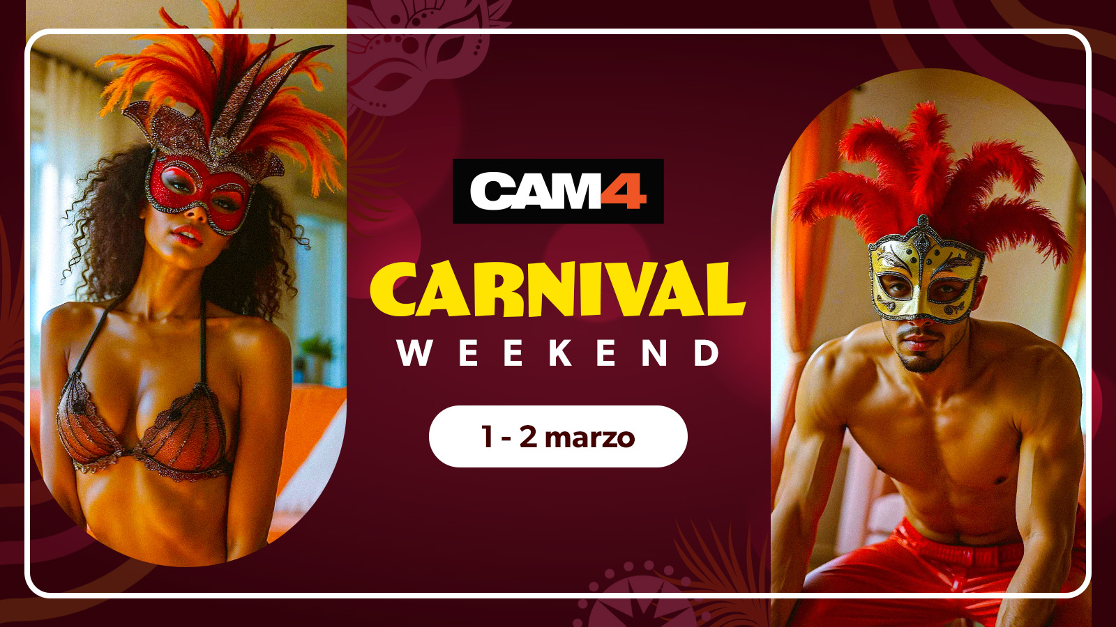 CAM4 CARNIVAL 🎉 Segui gli show in costume del Carnevale porno 🔥